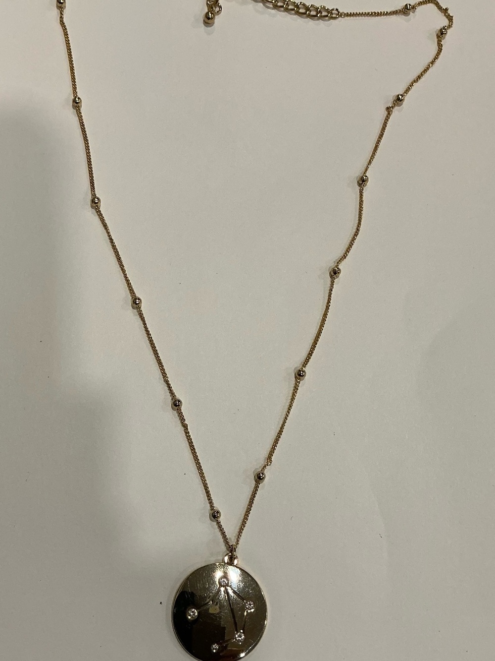 Gold Disc Zodiac Pendant Necklace - Jewelry